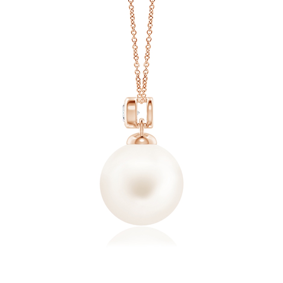 10mm AA Freshwater Pearl Pendant with Bezel Diamond in Rose Gold side-1