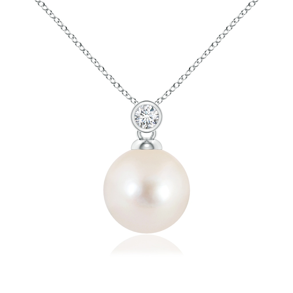 10mm AAAA Freshwater Pearl Pendant with Bezel Diamond in P950 Platinum