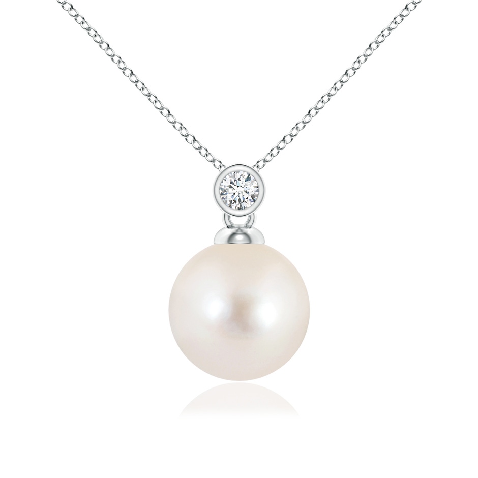10mm AAAA Freshwater Pearl Pendant with Bezel Diamond in P950 Platinum 