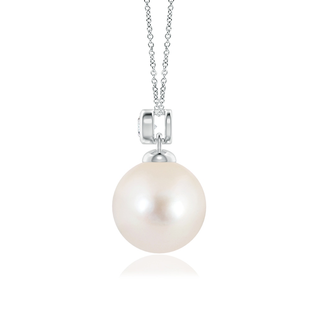 10mm AAAA Freshwater Pearl Pendant with Bezel Diamond in P950 Platinum - side_1