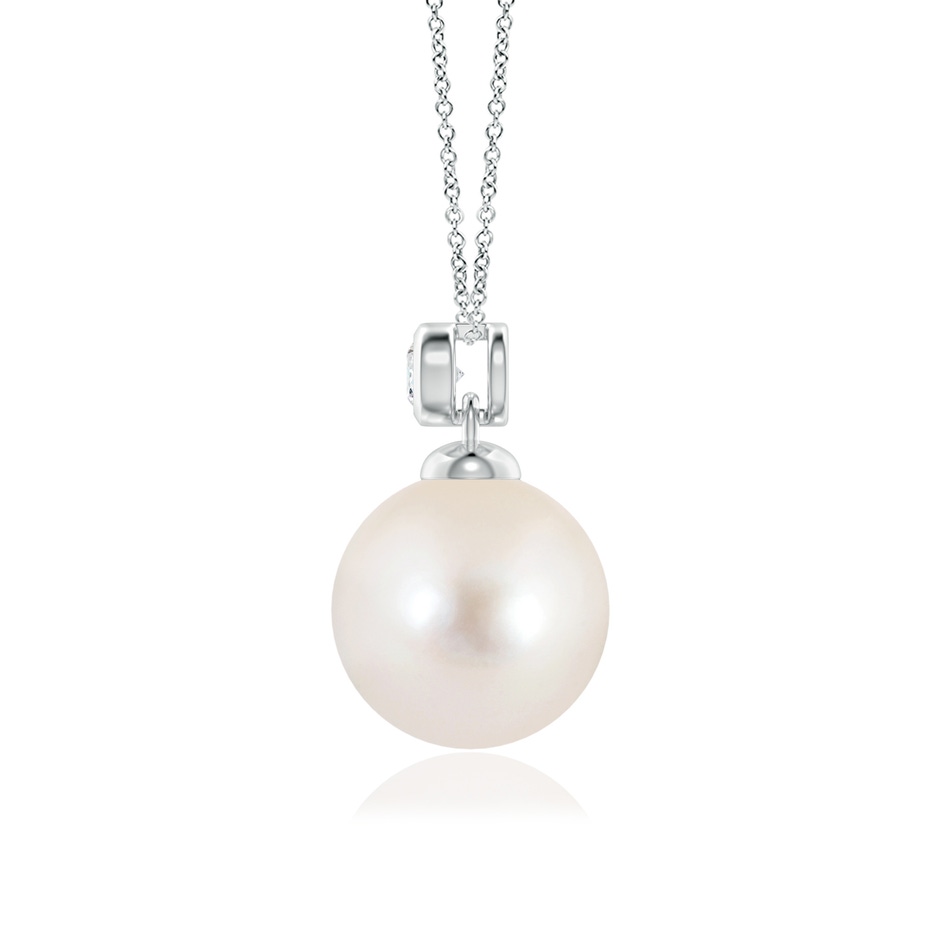 10mm AAAA Freshwater Pearl Pendant with Bezel Diamond in P950 Platinum side-1