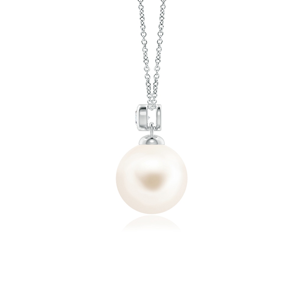 8mm AAA Freshwater Pearl Pendant with Bezel Diamond in P950 Platinum - side_1