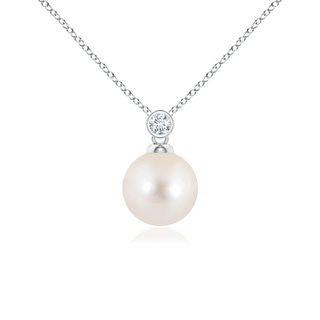 8mm AAAA Freshwater Pearl Pendant with Bezel Diamond in P950 Platinum