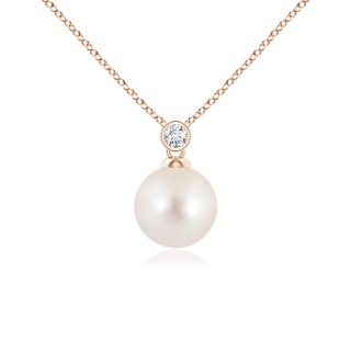 8mm AAAA Freshwater Pearl Pendant with Bezel Diamond in Rose Gold