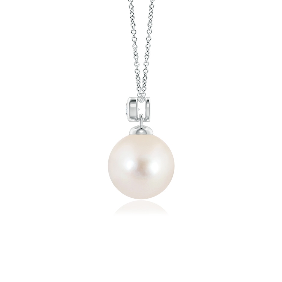 8mm AAAA Freshwater Pearl Pendant with Bezel Diamond in White Gold side-1