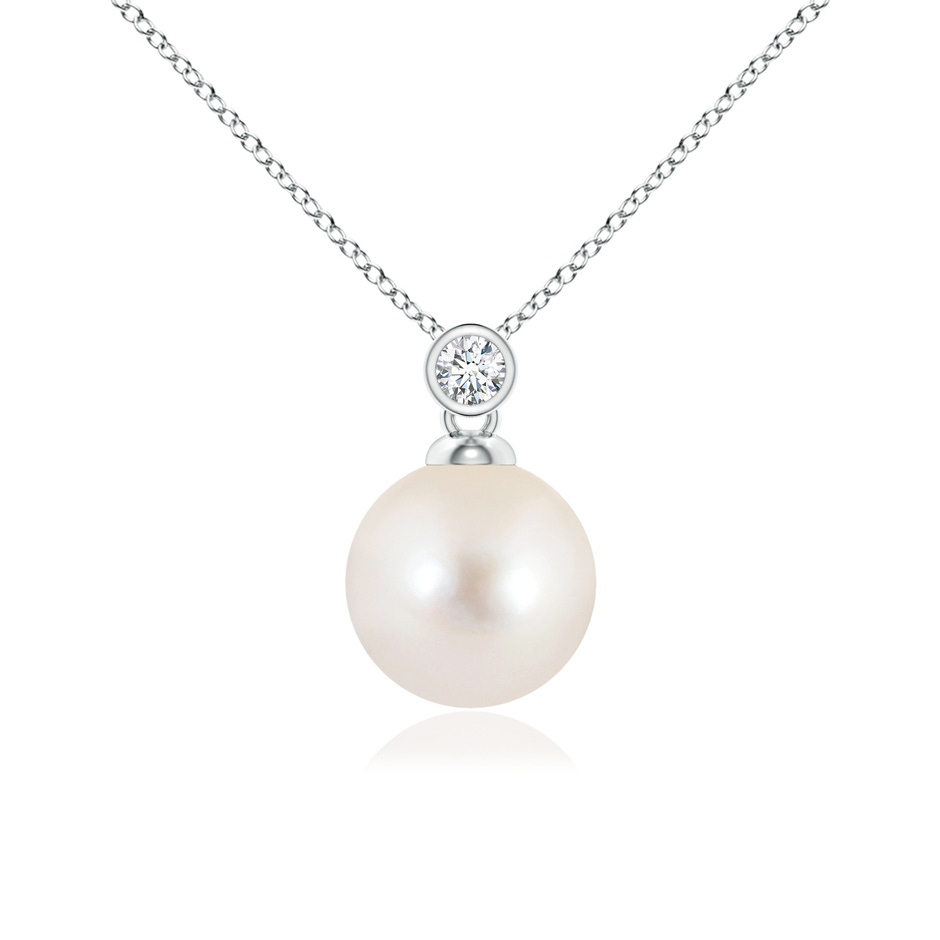 9mm AAAA Freshwater Pearl Pendant with Bezel Diamond in P950 Platinum 