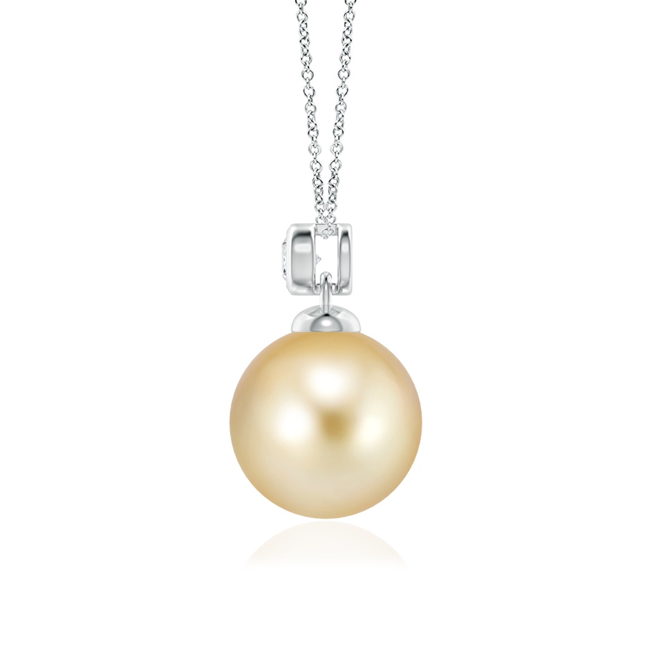 10mm AAAA Golden South Sea Pearl Pendant with Bezel Diamond in White Gold side-1