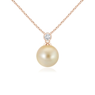 8mm AAA Golden South Sea Pearl Pendant with Bezel Diamond in Rose Gold