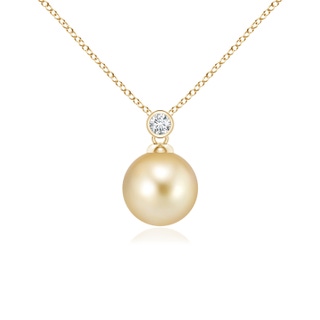 8mm AAAA Golden South Sea Pearl Pendant with Bezel Diamond in Yellow Gold