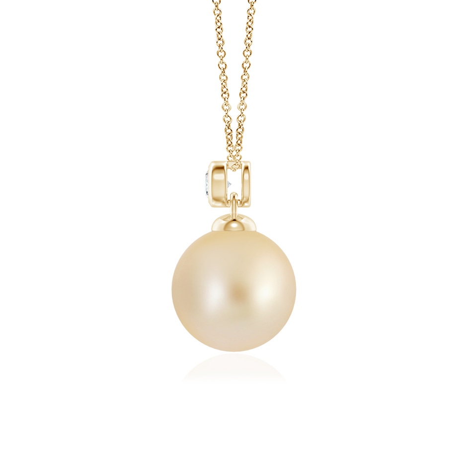 9mm AA Golden South Sea Pearl Pendant with Bezel Diamond in Yellow Gold side-1
