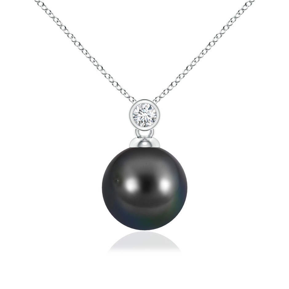 10mm AA Tahitian Pearl Pendant with Bezel Diamond in White Gold 