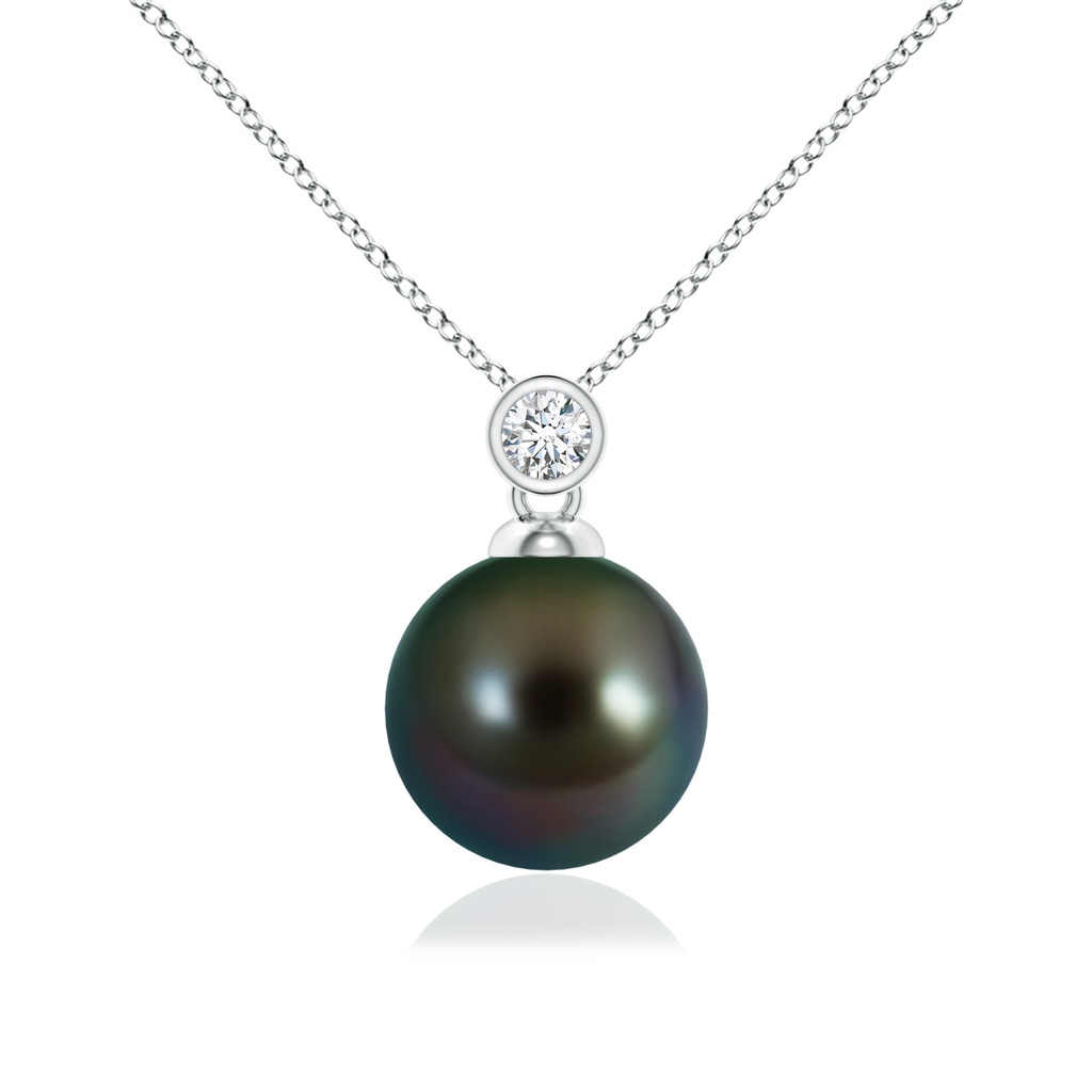 10mm AAAA Tahitian Pearl Pendant with Bezel Diamond in P950 Platinum