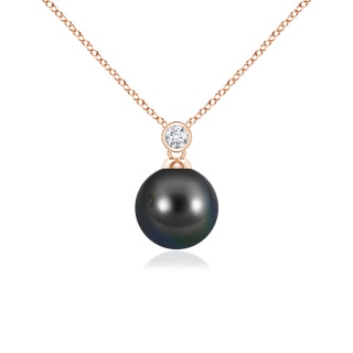 8mm AA Tahitian Pearl Pendant with Bezel Diamond in Rose Gold