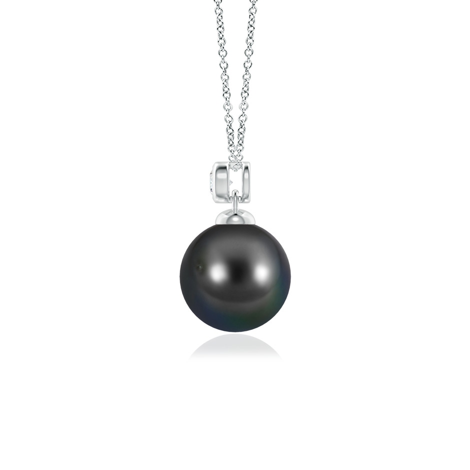 8mm AA Tahitian Pearl Pendant with Bezel Diamond in White Gold side-1