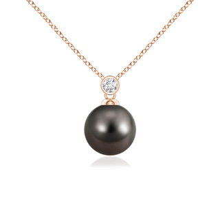 8mm AAA Tahitian Pearl Pendant with Bezel Diamond in Rose Gold