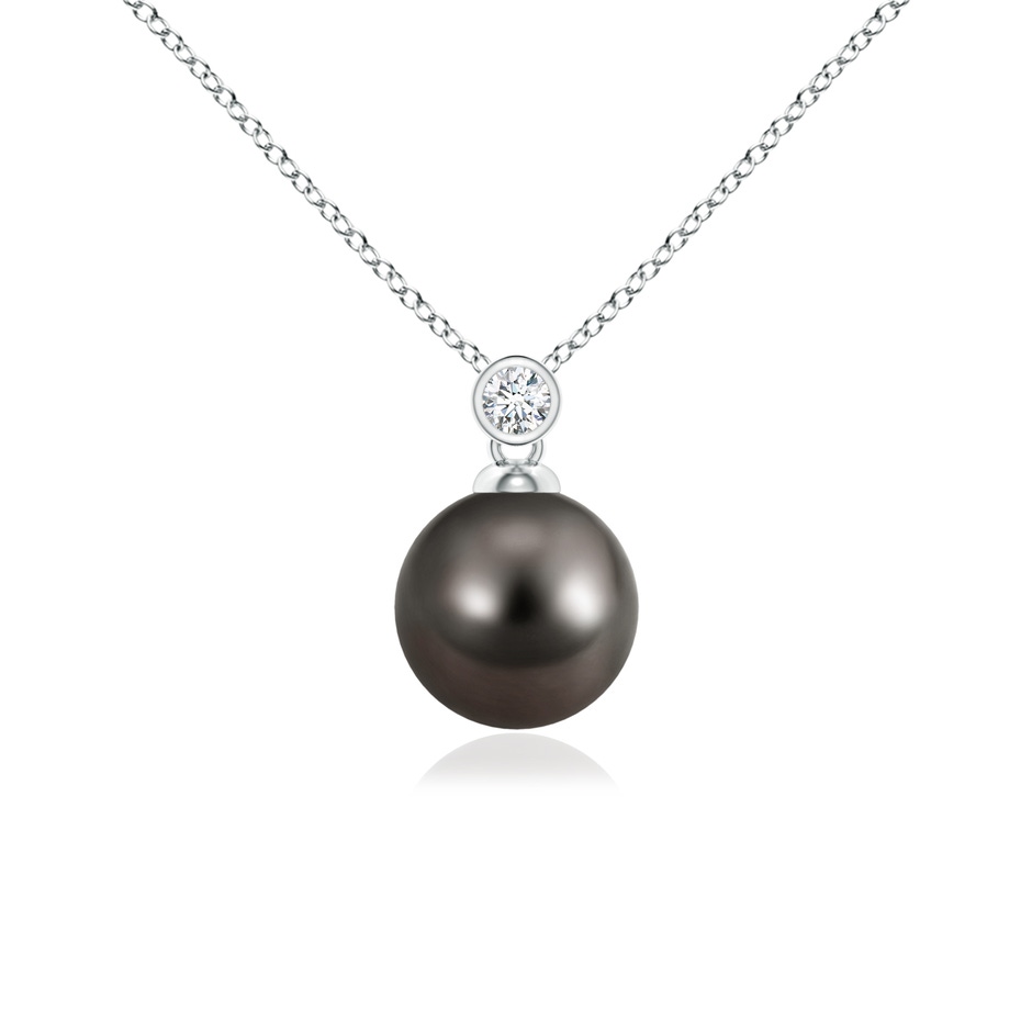 8mm AAA Tahitian Pearl Pendant with Bezel Diamond in White Gold 