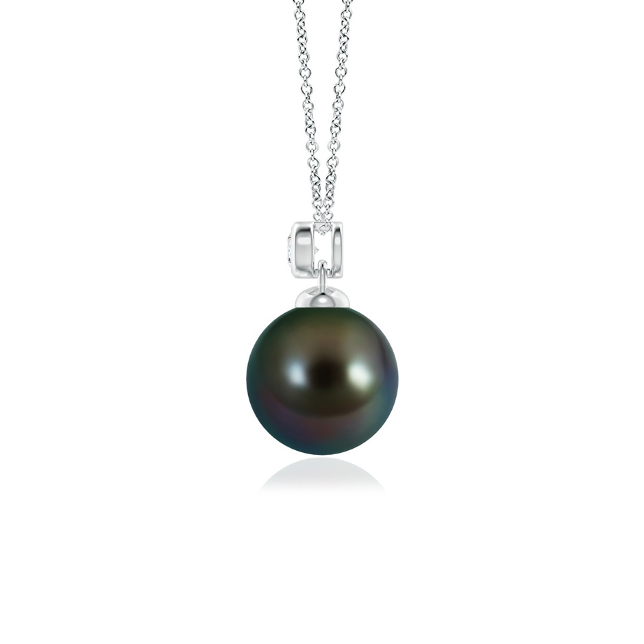 8mm AAAA Tahitian Pearl Pendant with Bezel Diamond in P950 Platinum side-1