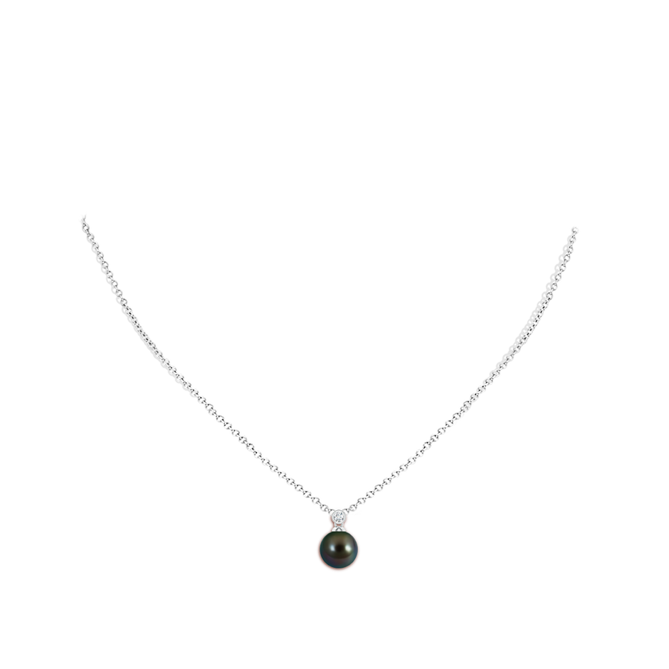 8mm AAAA Tahitian Pearl Pendant with Bezel Diamond in P950 Platinum body-neck