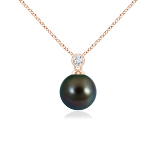 8mm AAAA Tahitian Pearl Pendant with Bezel Diamond in Rose Gold