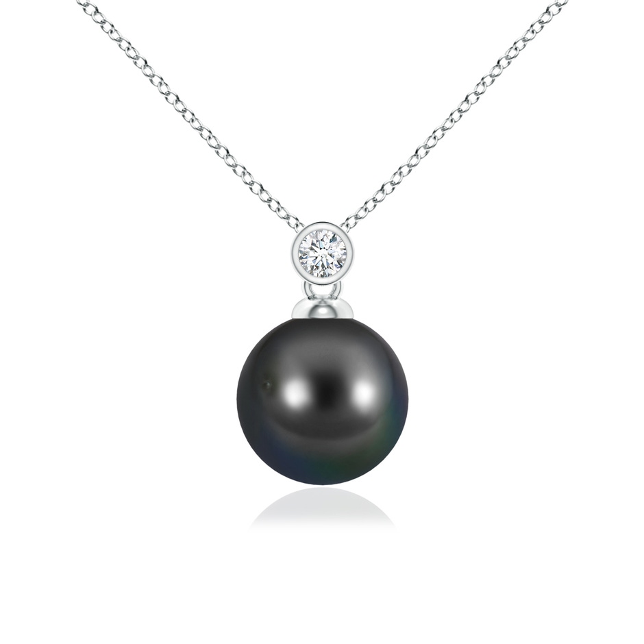 9mm AA Tahitian Pearl Pendant with Bezel Diamond in White Gold 