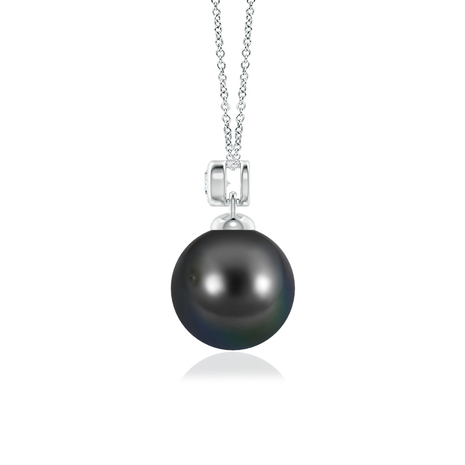9mm AA Tahitian Pearl Pendant with Bezel Diamond in White Gold side-1