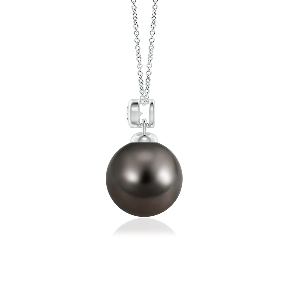 9mm AAA Tahitian Pearl Pendant with Bezel Diamond in P950 Platinum side-1