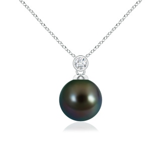 9mm AAAA Tahitian Pearl Pendant with Bezel Diamond in White Gold