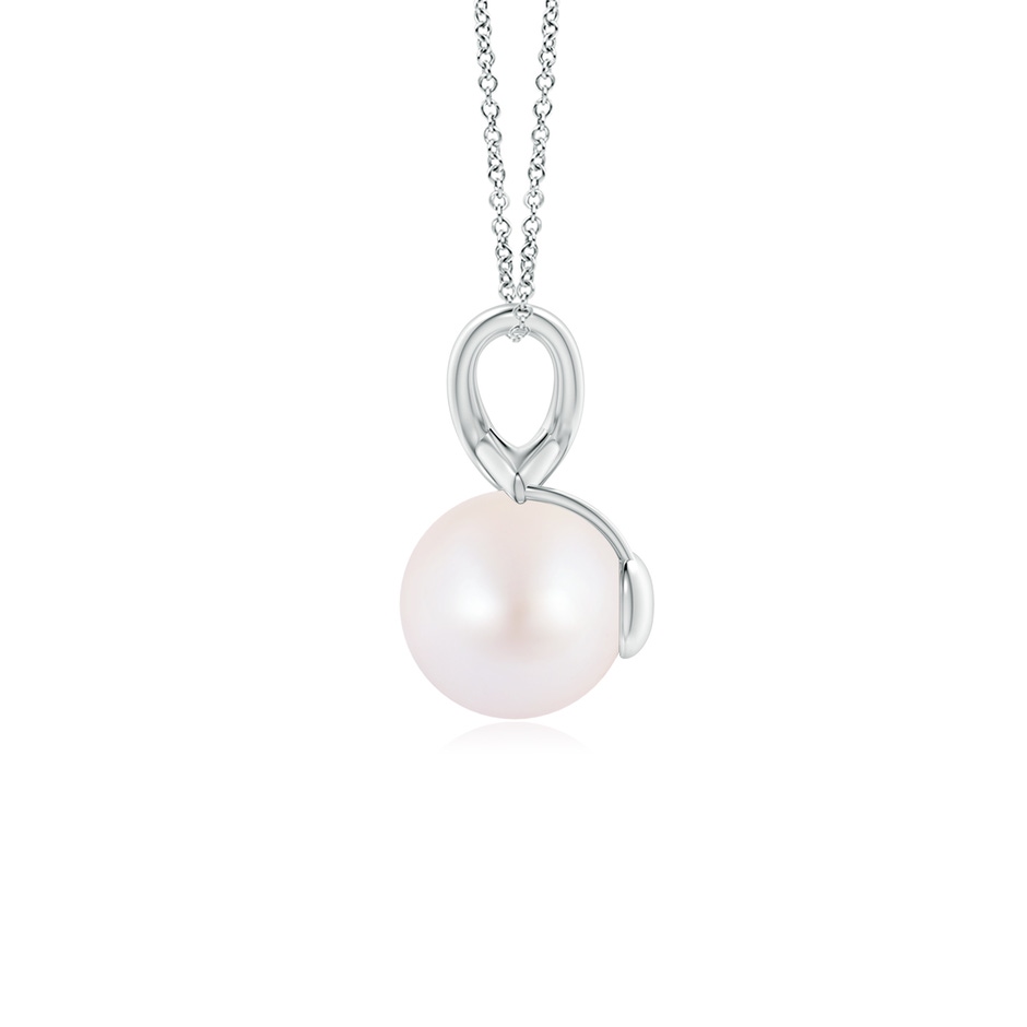 8mm AA Classic Japanese Akoya Pearl Cross V-Bale Pendant in White Gold side-1