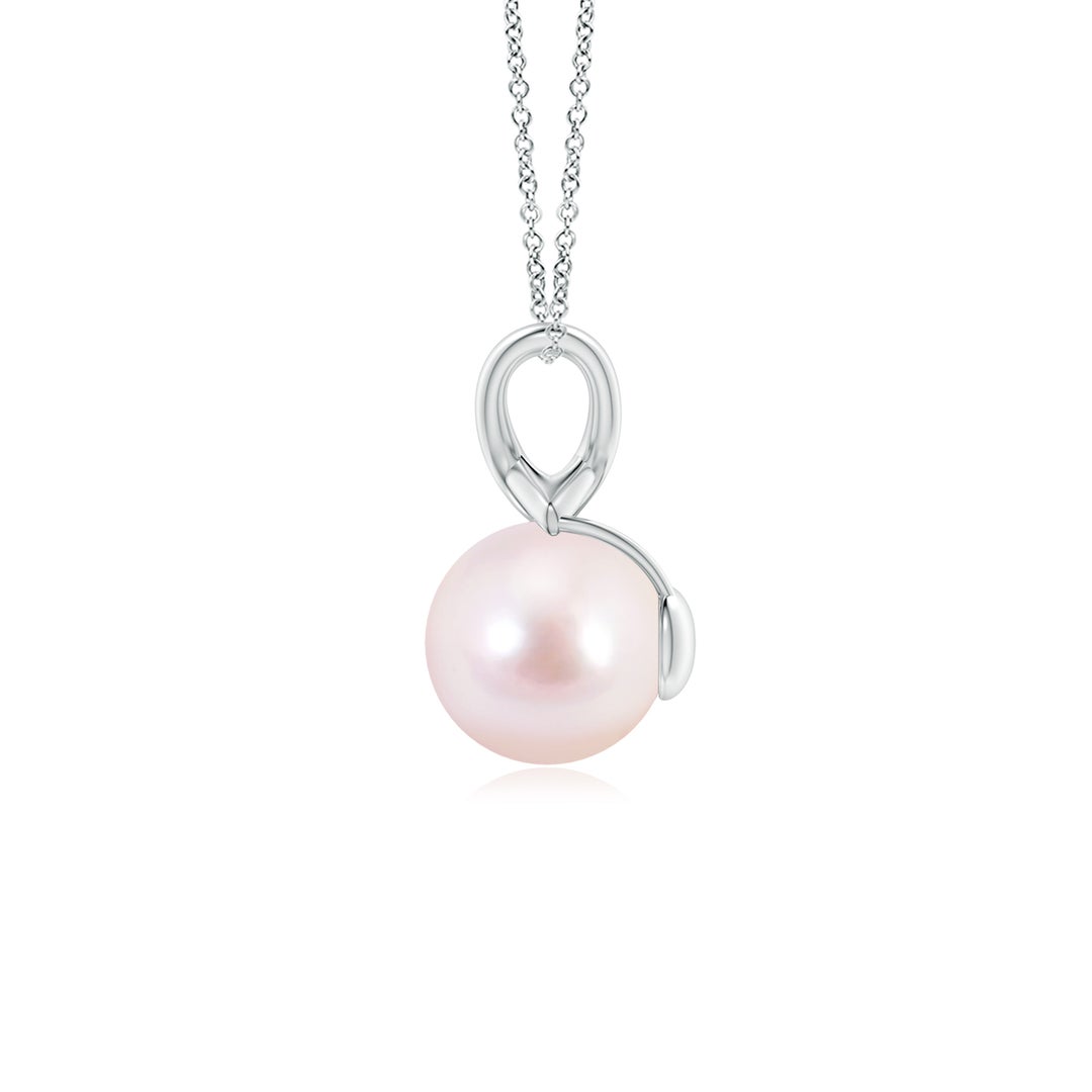 8mm AAAA Classic Japanese Akoya Pearl Cross V-Bale Pendant in P950 Platinum - side 2