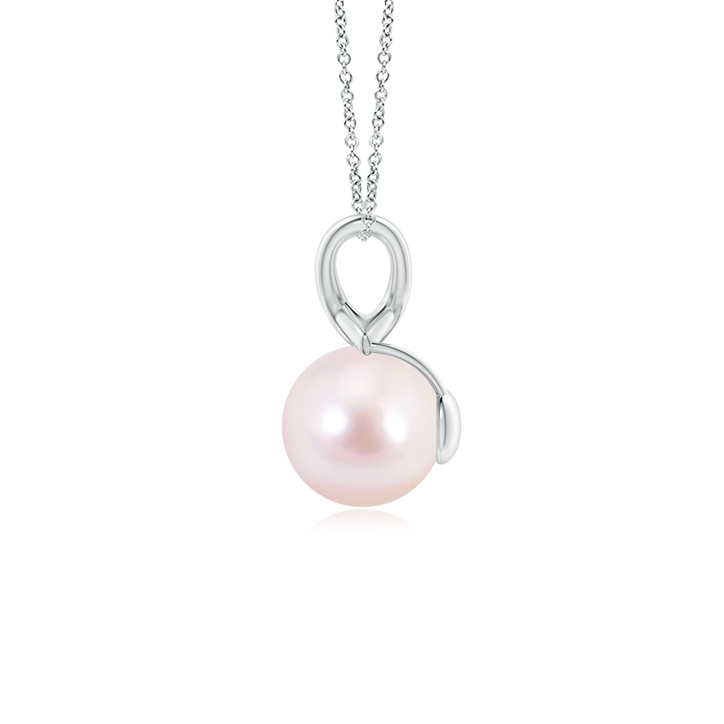 8mm AAAA Classic Japanese Akoya Pearl Cross V-Bale Pendant in P950 Platinum - side_1