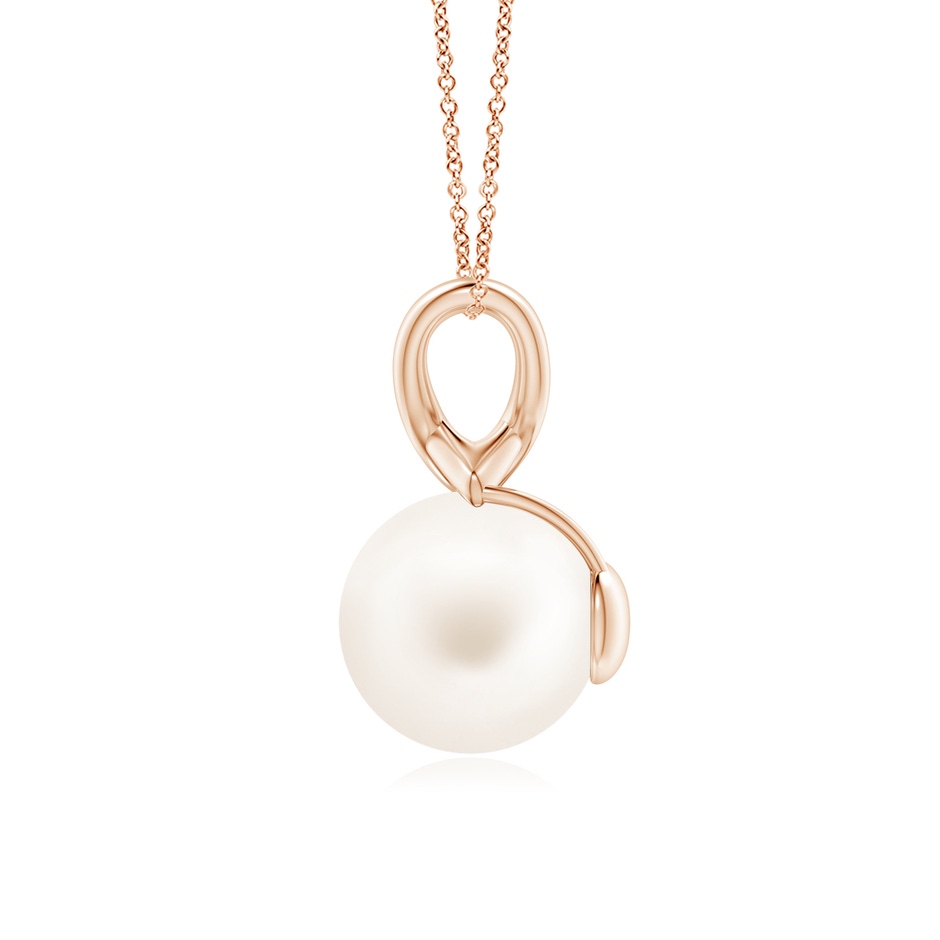 10mm AA Classic Freshwater Pearl Cross V-Bale Pendant in Rose Gold side-1