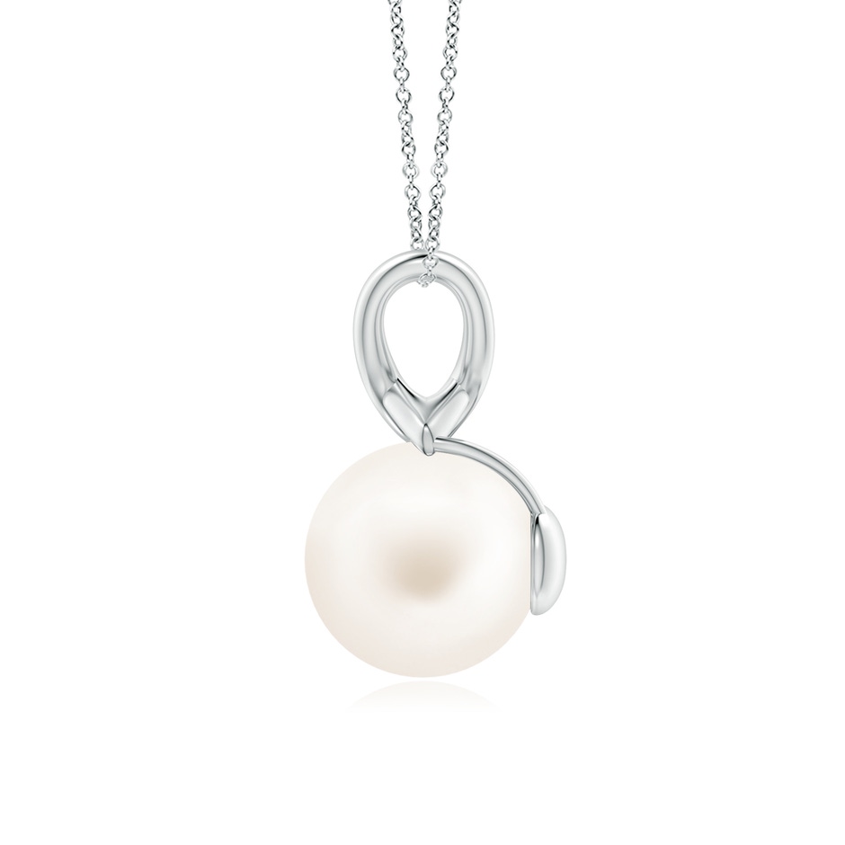 10mm AA Classic Freshwater Pearl Cross V-Bale Pendant in White Gold side-1