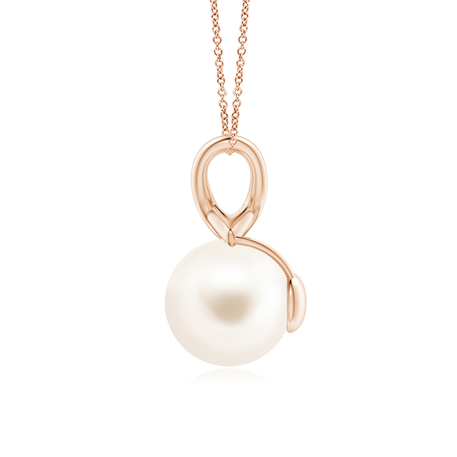 10mm AAA Classic Freshwater Pearl Cross V-Bale Pendant in Rose Gold side-1
