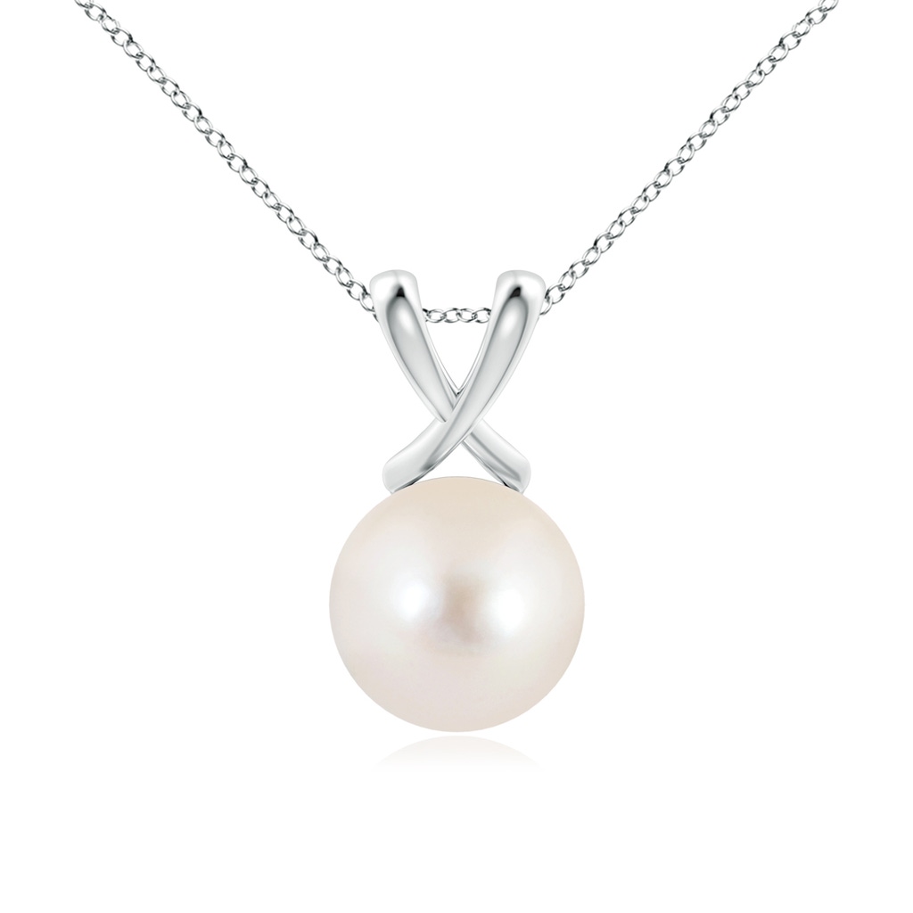 10mm AAAA Classic Freshwater Pearl Cross V-Bale Pendant in P950 Platinum