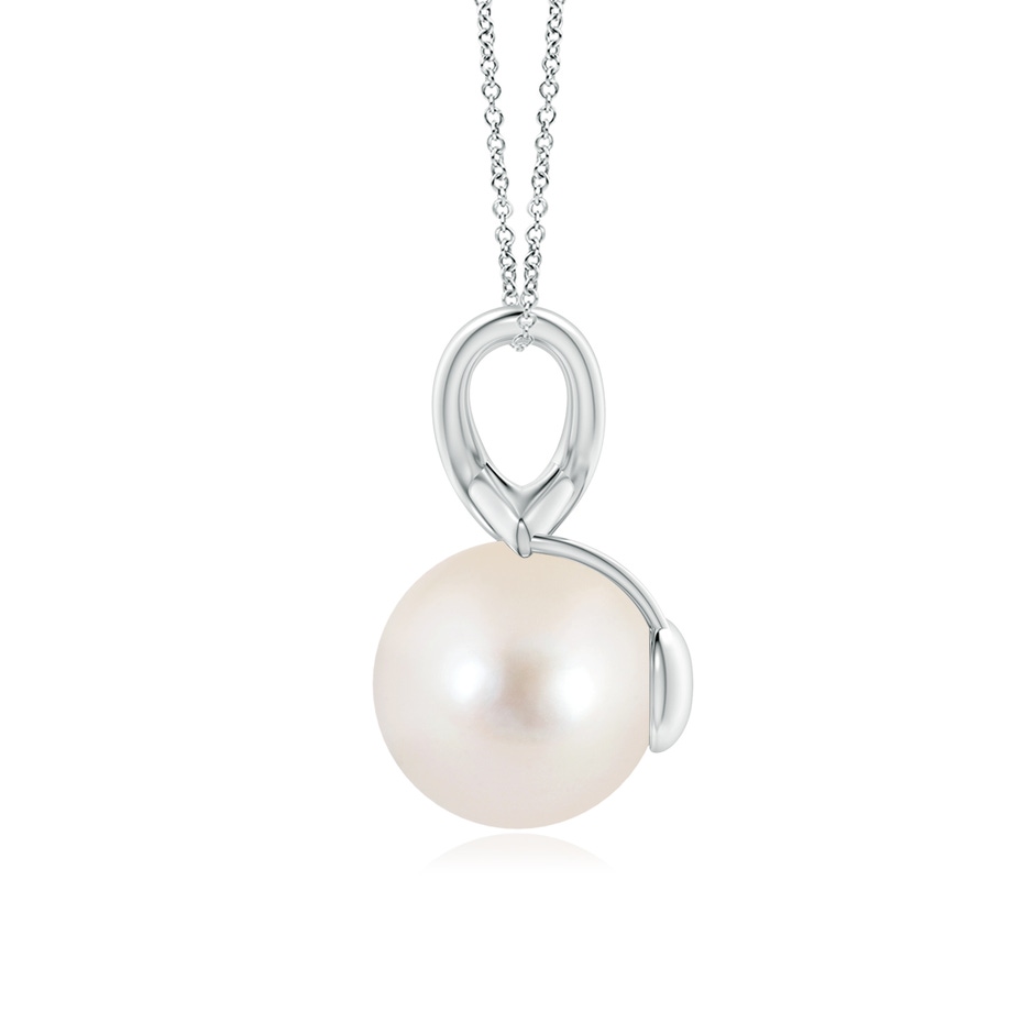 10mm AAAA Classic Freshwater Pearl Cross V-Bale Pendant in White Gold side-1