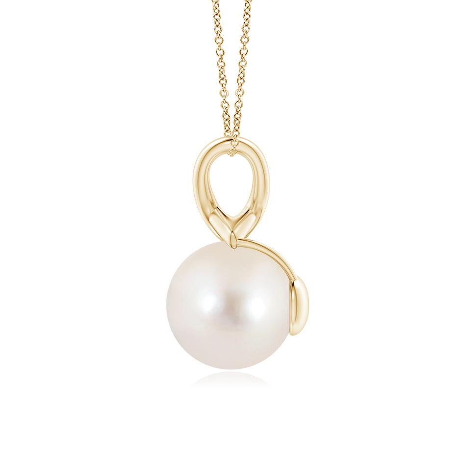 10mm AAAA Classic Freshwater Pearl Cross V-Bale Pendant in Yellow Gold side-1