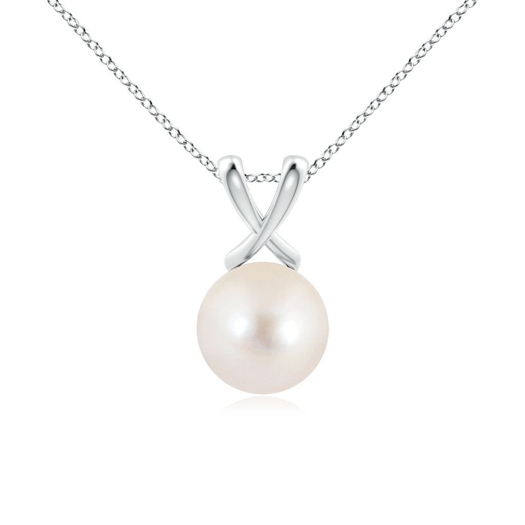 9mm AAAA Classic Freshwater Pearl Cross V-Bale Pendant in P950 Platinum