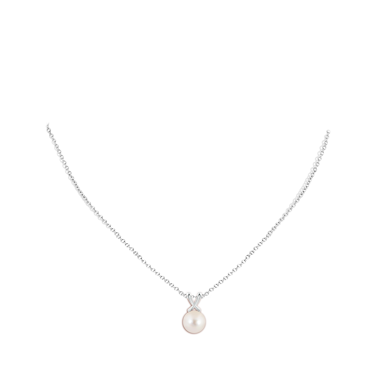 9mm AAAA Classic Freshwater Pearl Cross V-Bale Pendant in P950 Platinum - body_neck