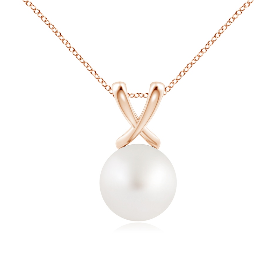 10mm AA Classic South Sea Pearl Cross V-Bale Pendant in Rose Gold 