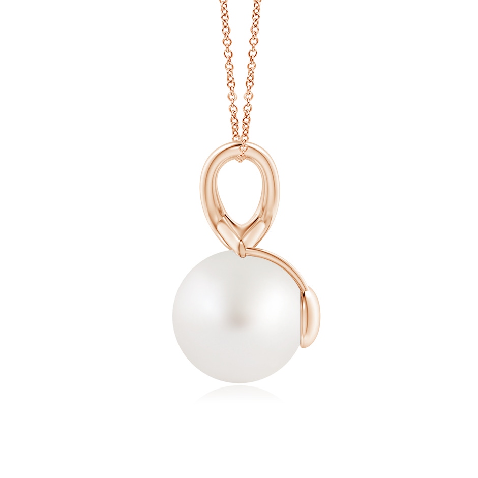 10mm AA Classic South Sea Pearl Cross V-Bale Pendant in Rose Gold side-1