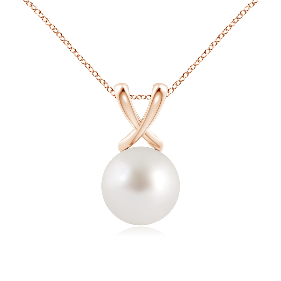 10mm AAA Classic South Sea Pearl Cross V-Bale Pendant in Rose Gold 