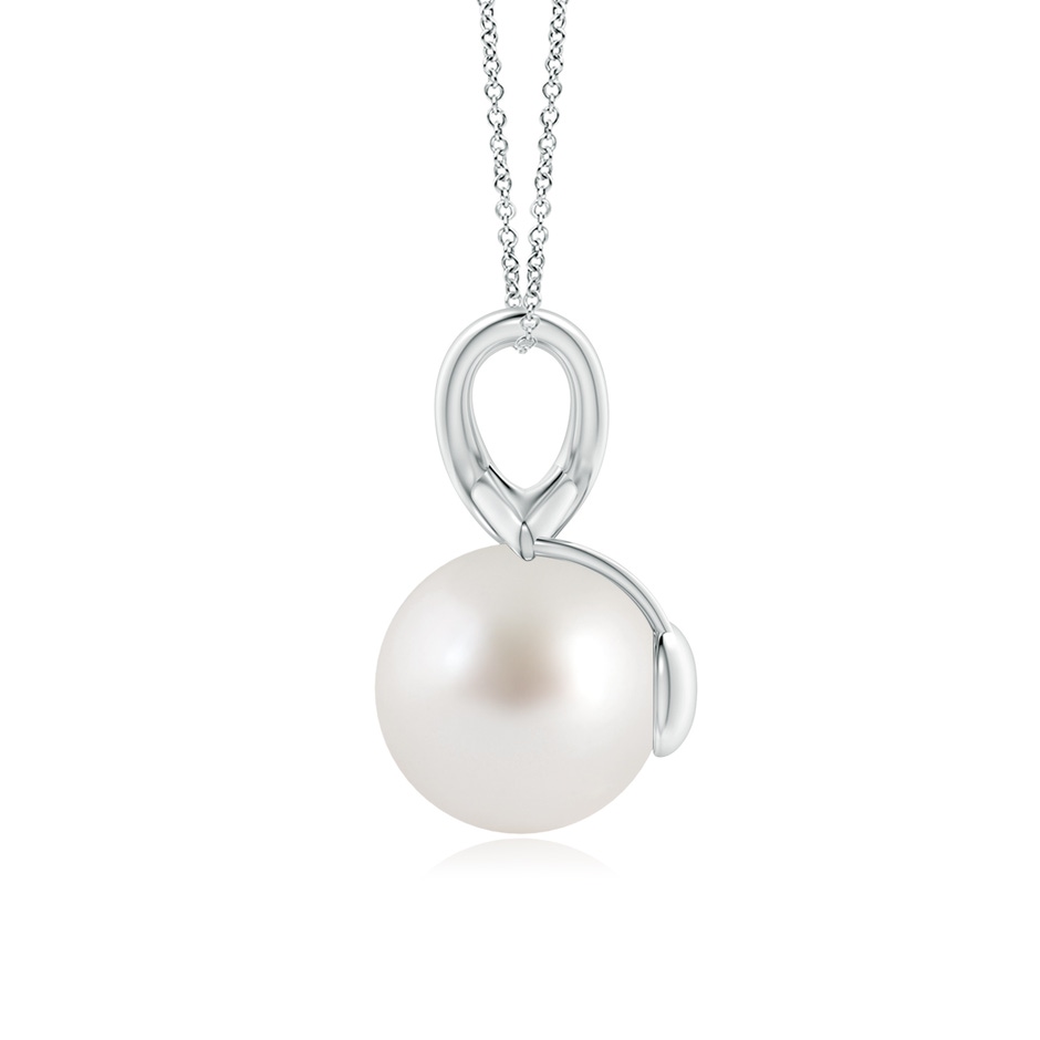 10mm AAA Classic South Sea Pearl Cross V-Bale Pendant in White Gold side-1