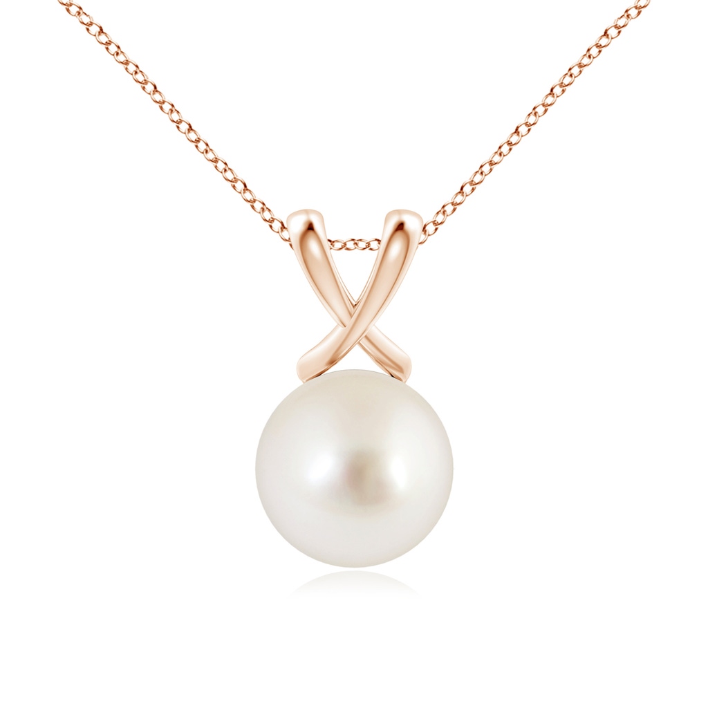 10mm AAAA Classic South Sea Pearl Cross V-Bale Pendant in Rose Gold