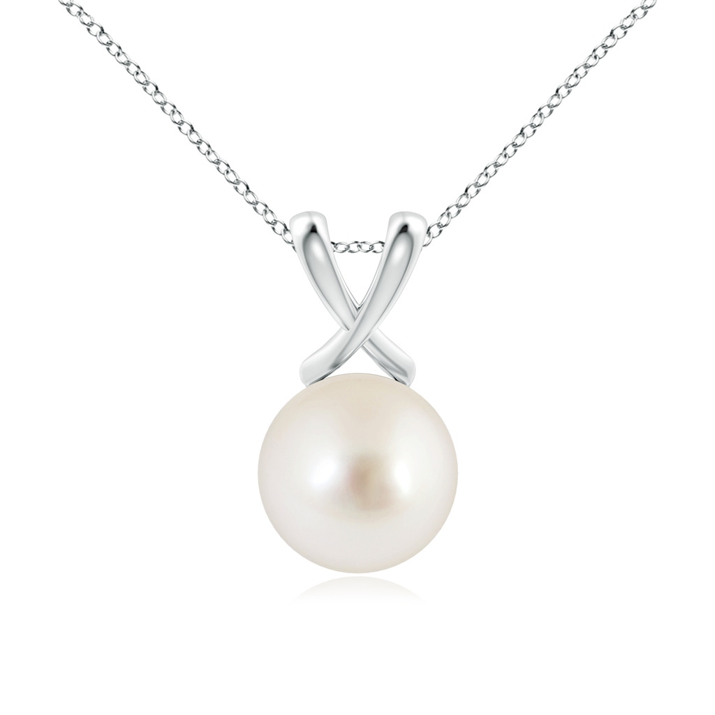 10mm AAAA Classic South Sea Pearl Cross V-Bale Pendant in White Gold