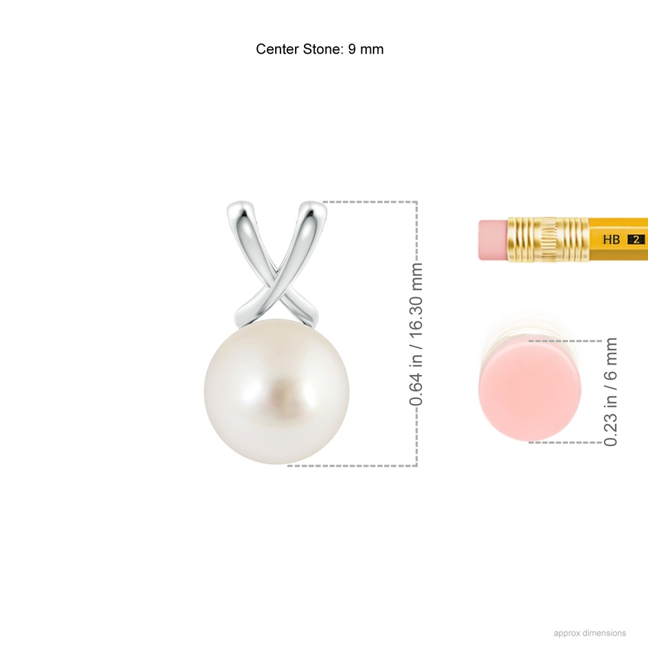 9mm AAAA Classic South Sea Pearl Cross V-Bale Pendant in P950 Platinum ruler