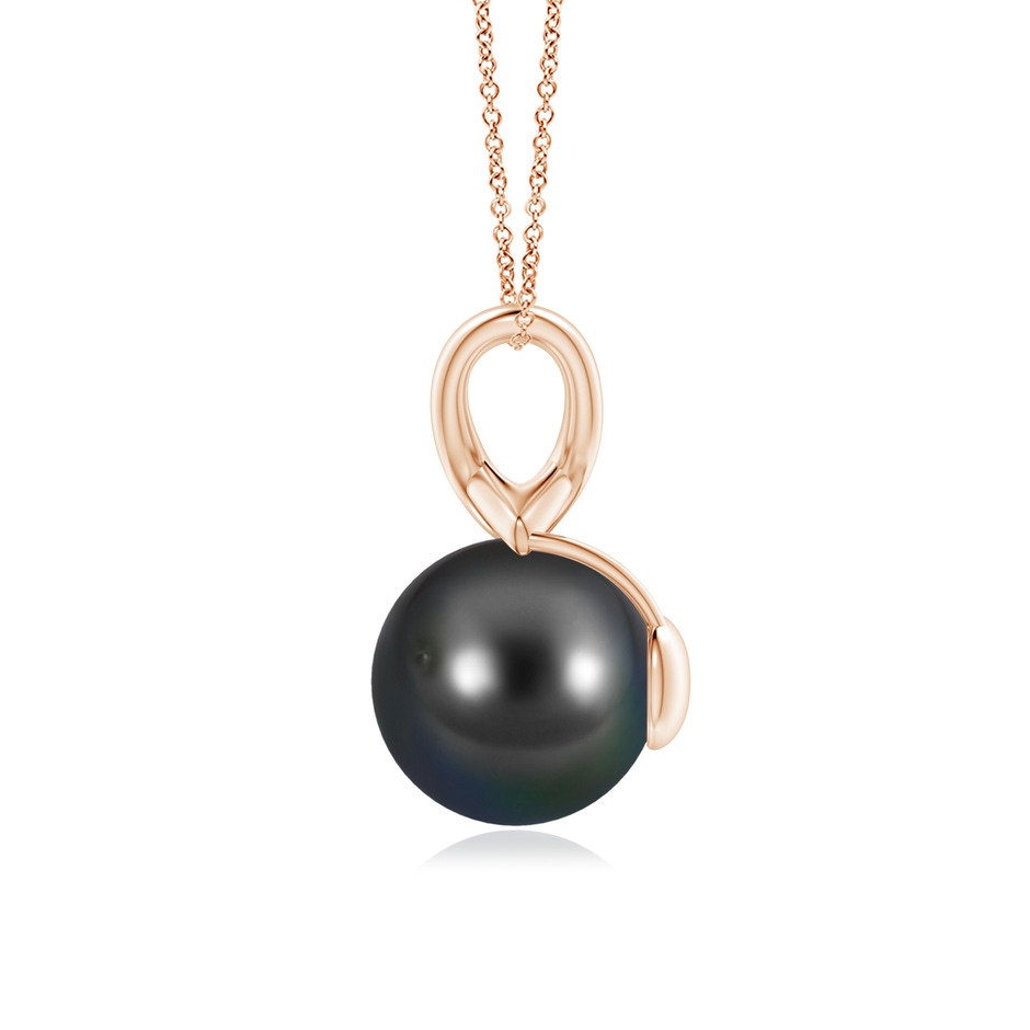 10mm AA Classic Tahitian Pearl Cross V-Bale Pendant in Rose Gold side-1