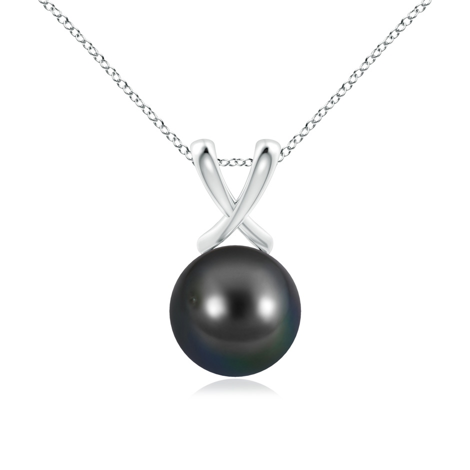 10mm AA Classic Tahitian Pearl Cross V-Bale Pendant in White Gold 