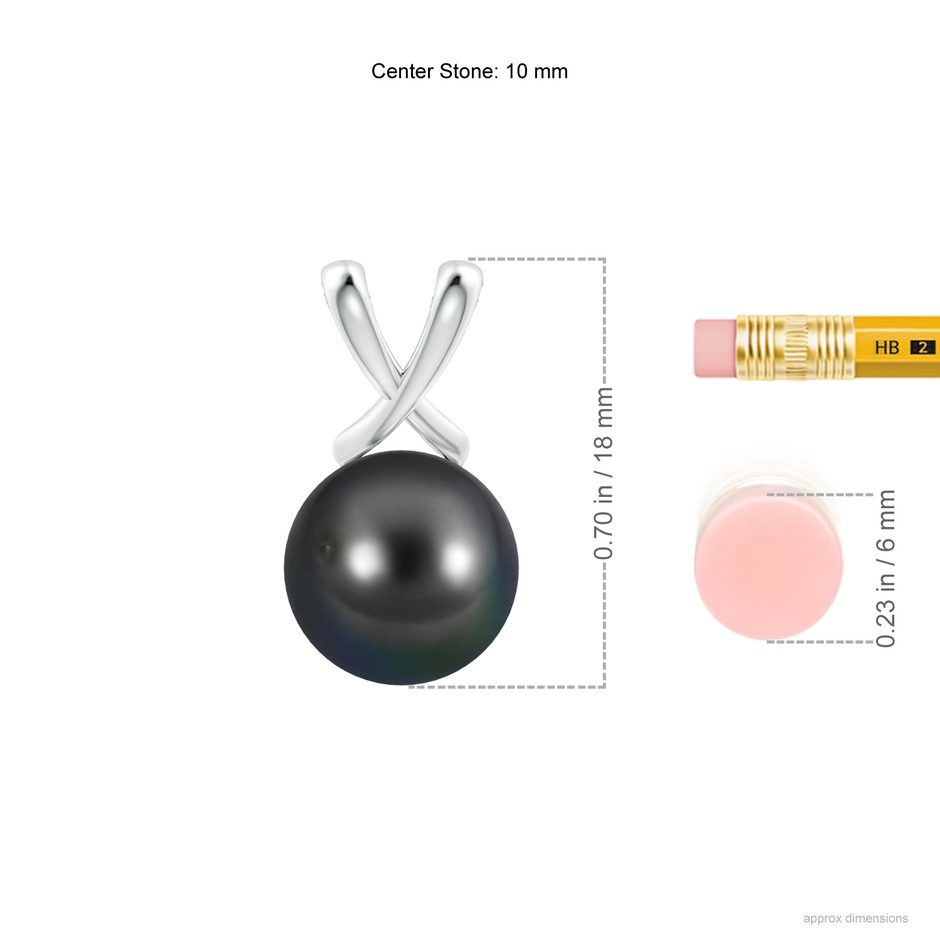 10mm AA Classic Tahitian Pearl Cross V-Bale Pendant in White Gold ruler