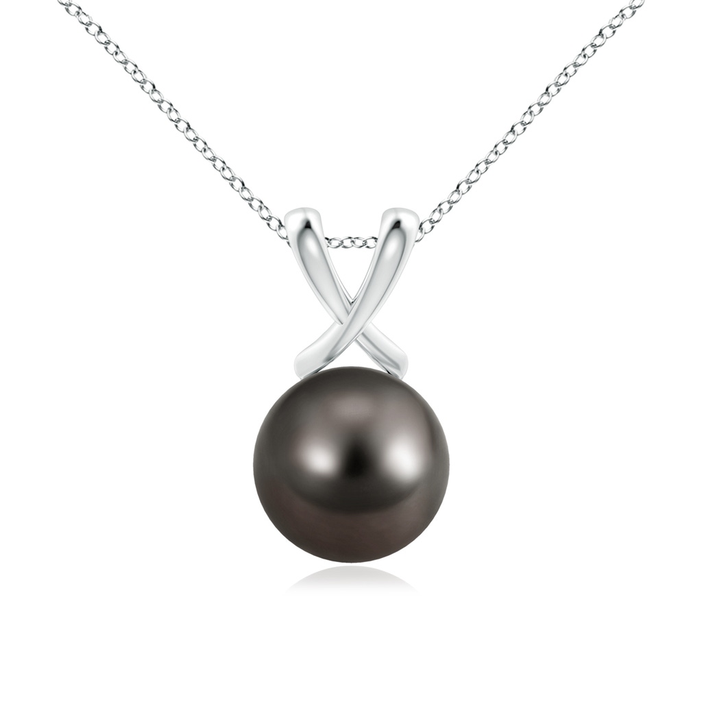 10mm AAA Classic Tahitian Pearl Cross V-Bale Pendant in P950 Platinum