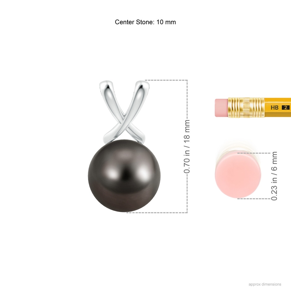10mm AAA Classic Tahitian Pearl Cross V-Bale Pendant in White Gold ruler